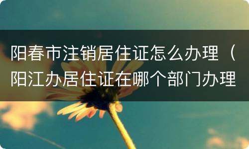 阳春市注销居住证怎么办理（阳江办居住证在哪个部门办理）