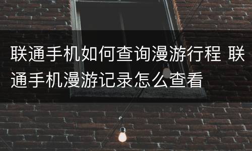 联通手机如何查询漫游行程 联通手机漫游记录怎么查看