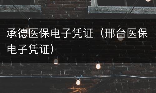 承德医保电子凭证（邢台医保电子凭证）