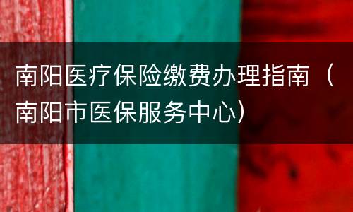 南阳医疗保险缴费办理指南（南阳市医保服务中心）