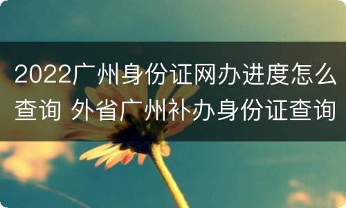 2022广州身份证网办进度怎么查询 外省广州补办身份证查询进度