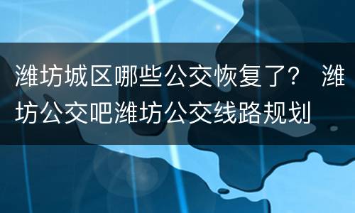 潍坊城区哪些公交恢复了？ 潍坊公交吧潍坊公交线路规划