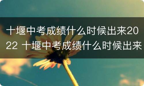 十堰中考成绩什么时候出来2022 十堰中考成绩什么时候出来2021