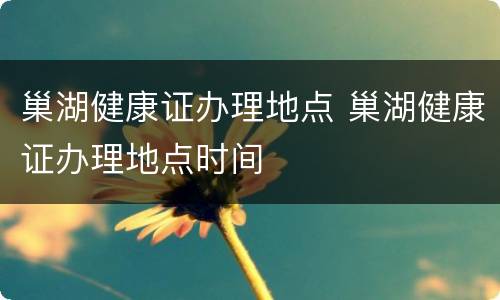 巢湖健康证办理地点 巢湖健康证办理地点时间