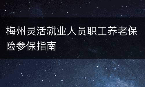 梅州灵活就业人员职工养老保险参保指南