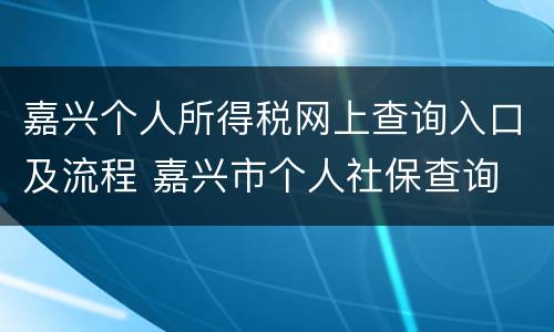 嘉兴个人所得税网上查询入口及流程 嘉兴市个人社保查询