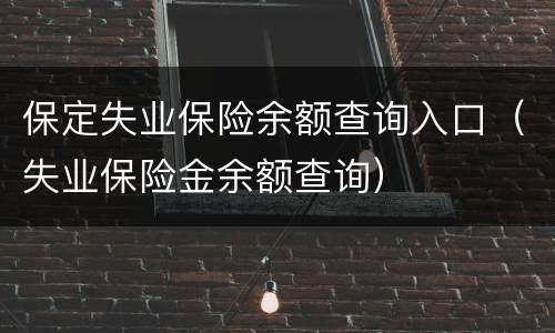 保定失业保险余额查询入口（失业保险金余额查询）