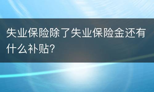 失业保险除了失业保险金还有什么补贴?