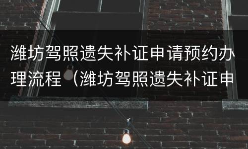 潍坊驾照遗失补证申请预约办理流程（潍坊驾照遗失补证申请预约办理流程及时间）