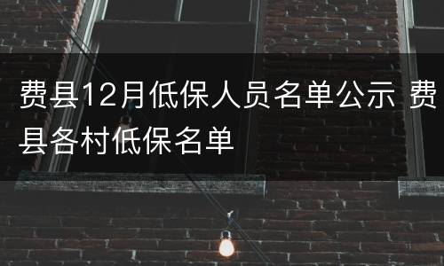 费县12月低保人员名单公示 费县各村低保名单