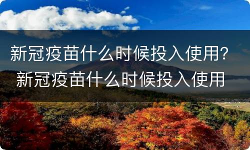 新冠疫苗什么时候投入使用？ 新冠疫苗什么时候投入使用 新闻
