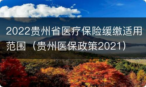 2022贵州省医疗保险缓缴适用范围（贵州医保政策2021）