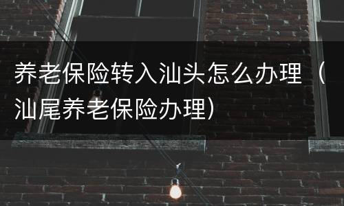 养老保险转入汕头怎么办理（汕尾养老保险办理）