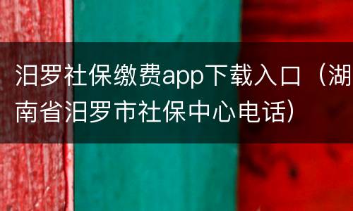 汨罗社保缴费app下载入口（湖南省汨罗市社保中心电话）