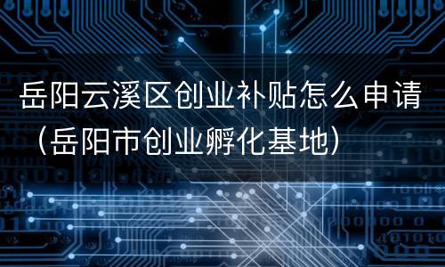 岳阳云溪区创业补贴怎么申请（岳阳市创业孵化基地）