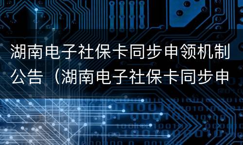 湖南电子社保卡同步申领机制公告（湖南电子社保卡同步申领机制公告查询）