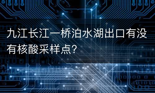 九江长江一桥泊水湖出口有没有核酸采样点?