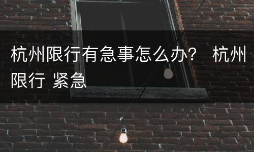 杭州限行有急事怎么办？ 杭州限行 紧急