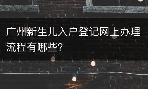广州新生儿入户登记网上办理流程有哪些？