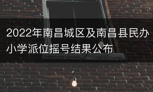 2022年南昌城区及南昌县民办小学派位摇号结果公布