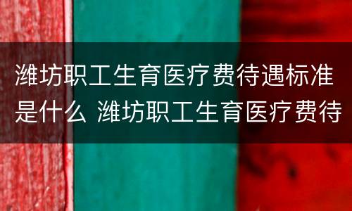 潍坊职工生育医疗费待遇标准是什么 潍坊职工生育医疗费待遇标准是什么样的