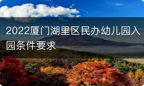 2022厦门湖里区民办幼儿园入园条件要求