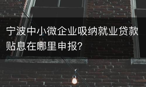 宁波中小微企业吸纳就业贷款贴息在哪里申报？