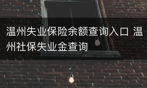 温州失业保险余额查询入口 温州社保失业金查询