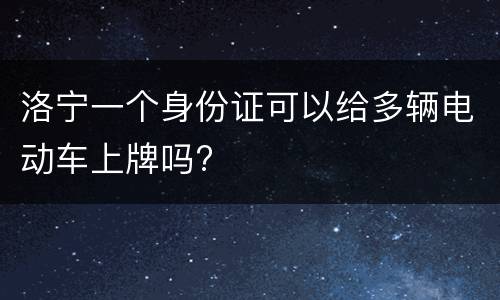 洛宁一个身份证可以给多辆电动车上牌吗?
