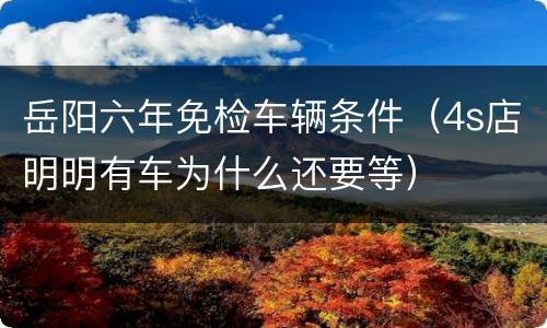 岳阳六年免检车辆条件（4s店明明有车为什么还要等）