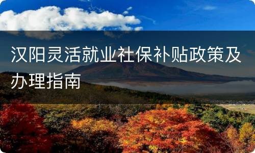 汉阳灵活就业社保补贴政策及办理指南