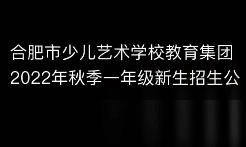 合肥市少儿艺术学校教育集团2022年秋季一年级新生招生公告
