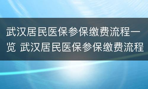 武汉居民医保参保缴费流程一览 武汉居民医保参保缴费流程一览表下载