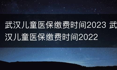 武汉儿童医保缴费时间2023 武汉儿童医保缴费时间2022