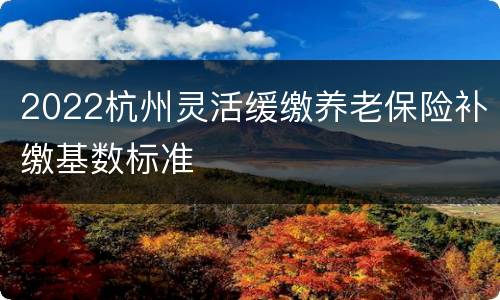 2022杭州灵活缓缴养老保险补缴基数标准