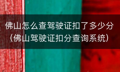 佛山怎么查驾驶证扣了多少分（佛山驾驶证扣分查询系统）