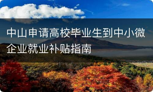 中山申请高校毕业生到中小微企业就业补贴指南