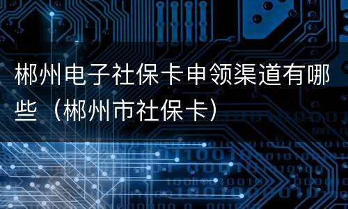 郴州电子社保卡申领渠道有哪些（郴州市社保卡）
