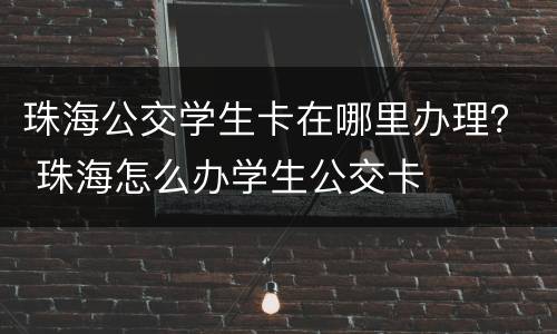 珠海公交学生卡在哪里办理？ 珠海怎么办学生公交卡