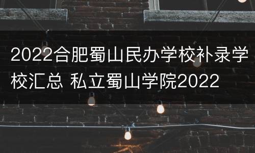 2022合肥蜀山民办学校补录学校汇总 私立蜀山学院2022