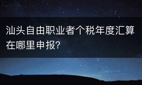 汕头自由职业者个税年度汇算在哪里申报？