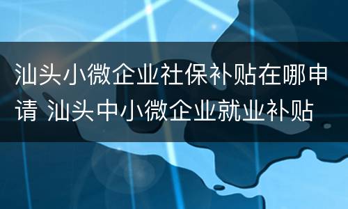 汕头小微企业社保补贴在哪申请 汕头中小微企业就业补贴