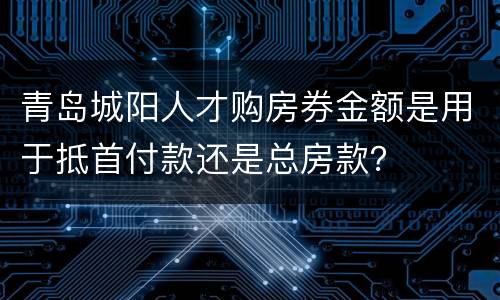 青岛城阳人才购房券金额是用于抵首付款还是总房款？