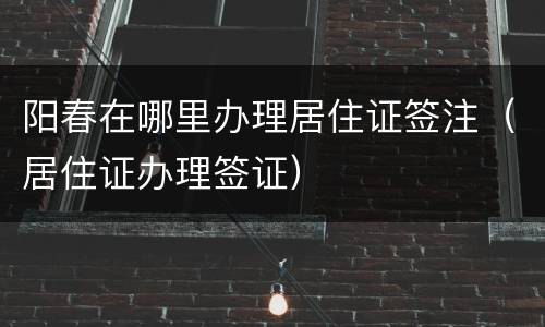 阳春在哪里办理居住证签注（居住证办理签证）