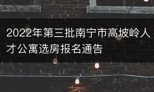 2022年第三批南宁市高坡岭人才公寓选房报名通告