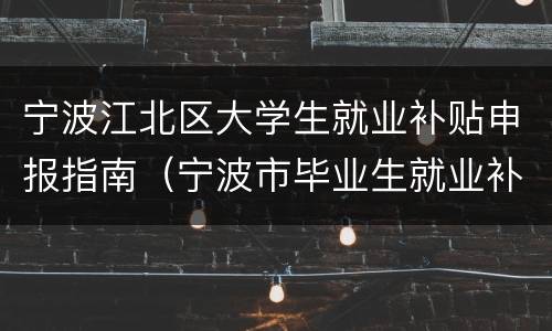 宁波江北区大学生就业补贴申报指南（宁波市毕业生就业补贴）