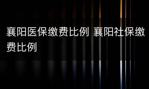 襄阳医保缴费比例 襄阳社保缴费比例