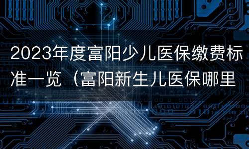 2023年度富阳少儿医保缴费标准一览（富阳新生儿医保哪里办理）