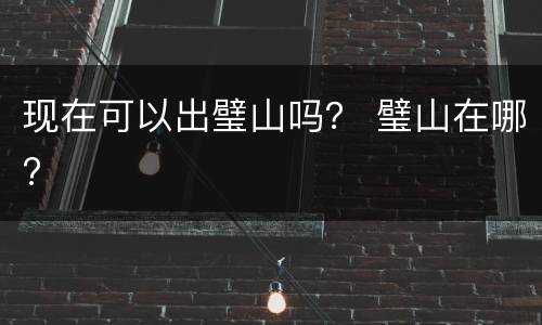 现在可以出璧山吗？ 璧山在哪?