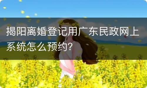揭阳离婚登记用广东民政网上系统怎么预约？
